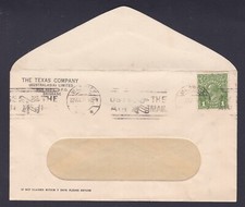 1937 KING GEORGE V 1d PRE-DECIMAL STAMP TEXAS COMPANY COMMERCIAL COVER #B177