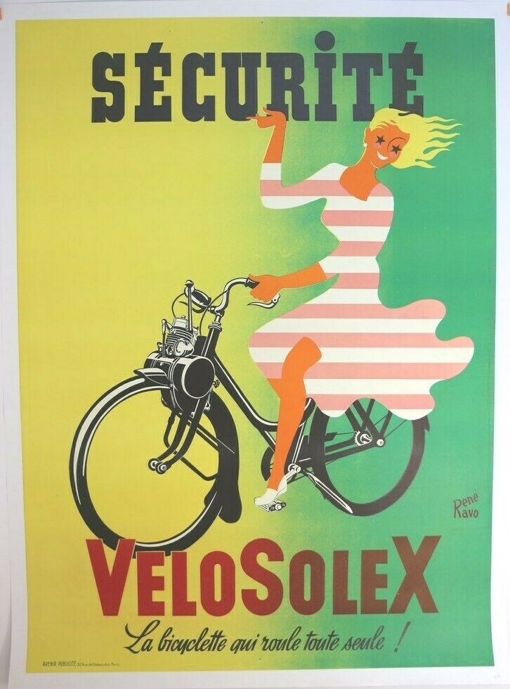 Cartel Antigua Original Solex Velosolex 120x160cm Firmada Rene