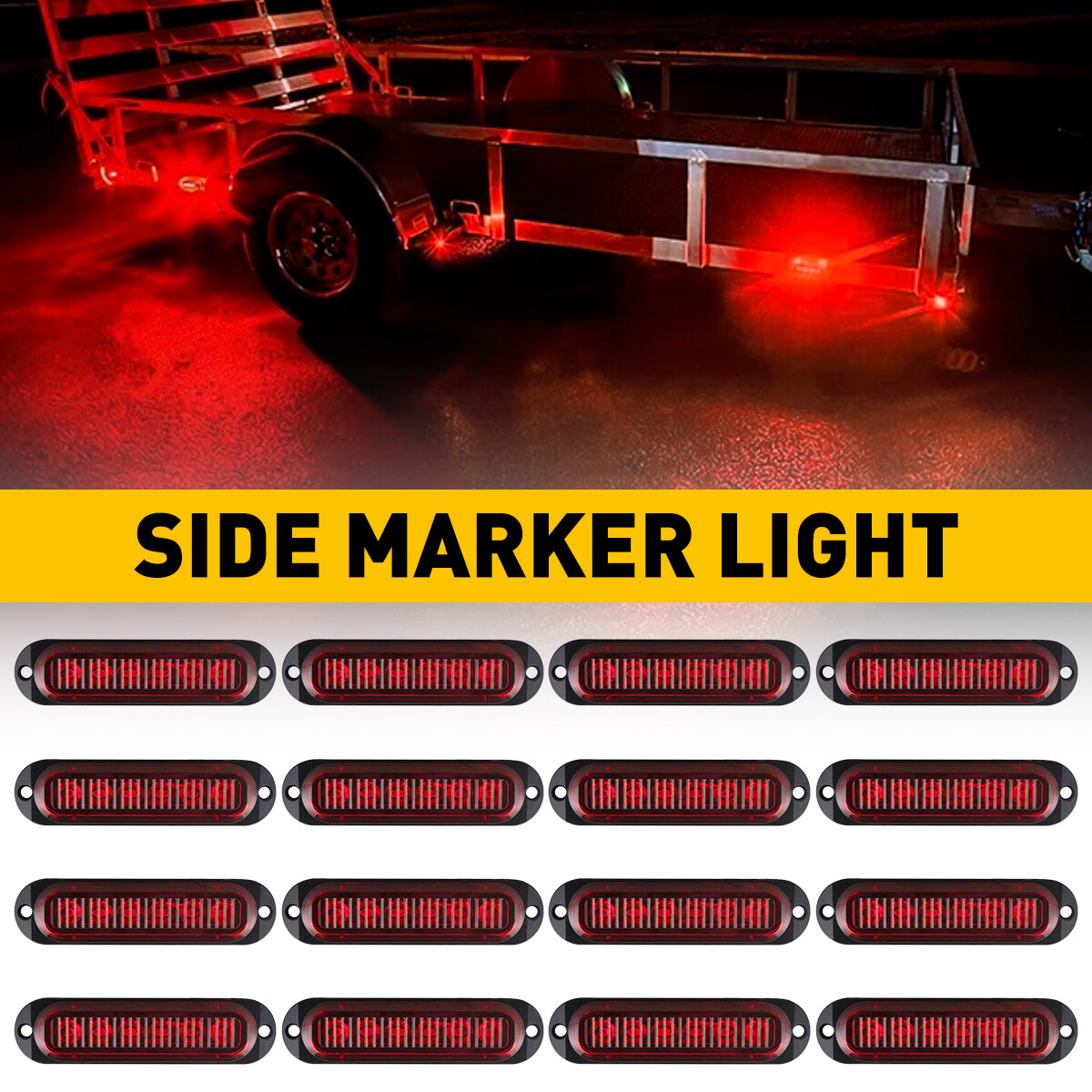 16pcs 6-LED Red Clearance Marker Lights for Vans RVs Trucks Trailers