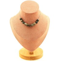Steine Und MinéRaux. Halskette 10 Perlen Jaspis Blut Drachen- 8 Mm. Kette Ikt