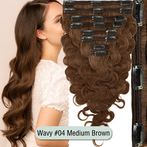 THICK Russian Double Weft Clip in Real Remy Human Hair Extensions Full Head - 第 18/53 張圖片