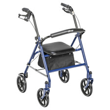 Drive Medical 10257BL-1 4 Wheel Rollator Walker With Seat, Steel Rolling Walker,