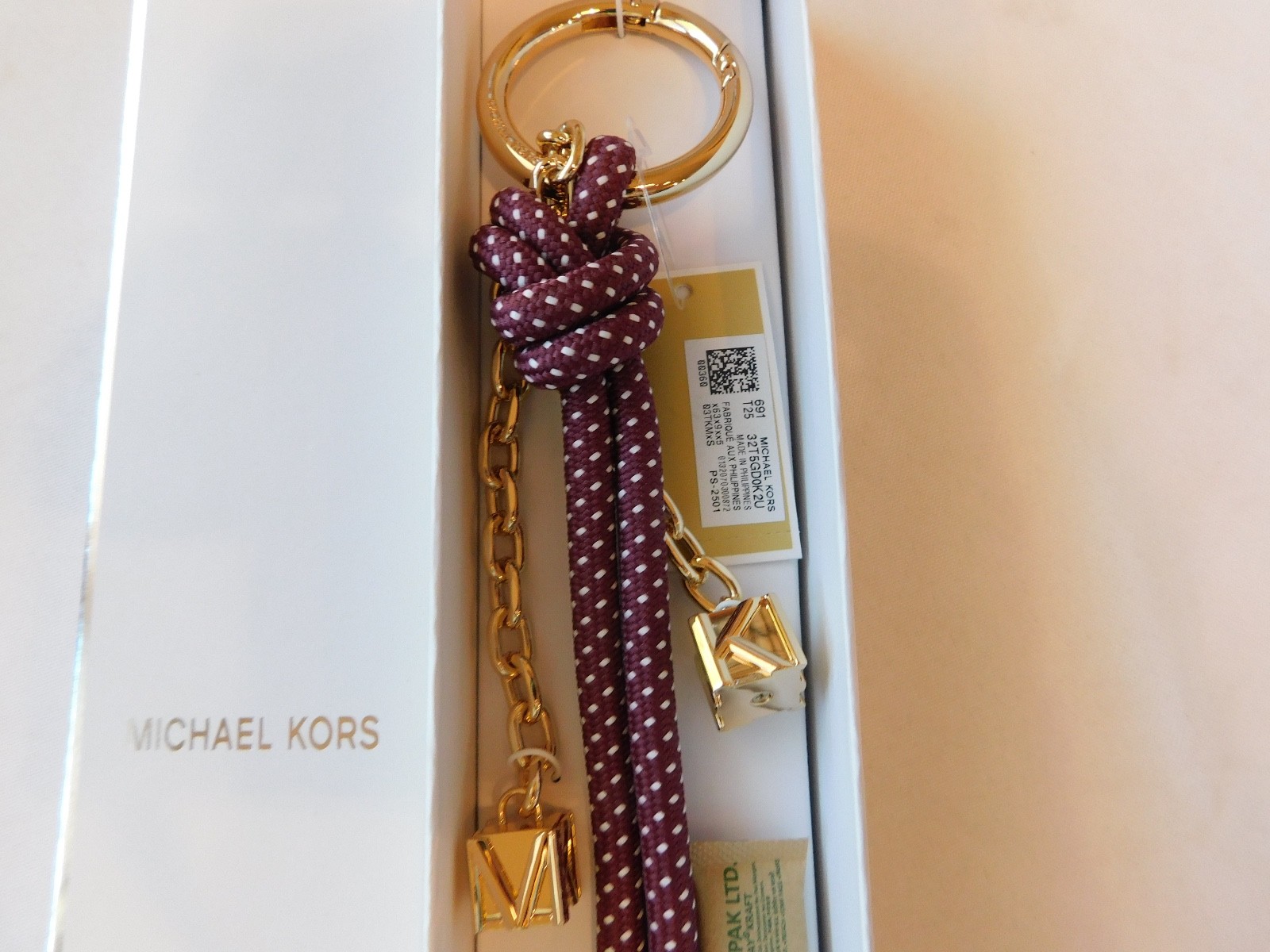 Michael Kors Charm Novelty Mulberry Speckled Cord Charm Quick Release Ring NIB thumbnail 2