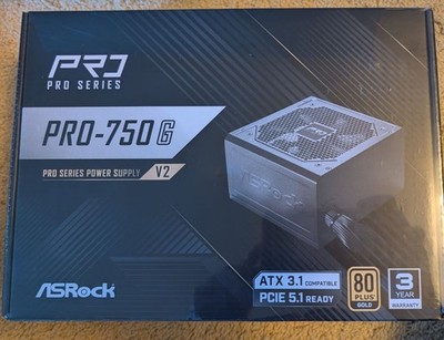 Brand New ASRock PRO-750G V2 750W ATX 3.1 PCI-E 5.1 80 PLUS GOLD Power Supply