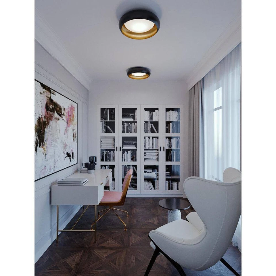 AFX Kayce 4.1 in. 1-Light Black/Gold LED Flush Mount - Image 2 of 2