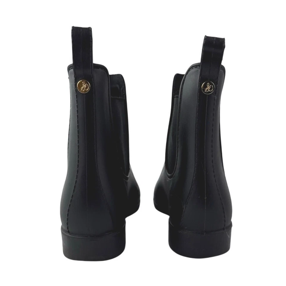 Sam Edelman Tinsley Womens Black Almond Toe Rubber Slip On Ankle Rain Boots Sz 7 - Image 3 of 4