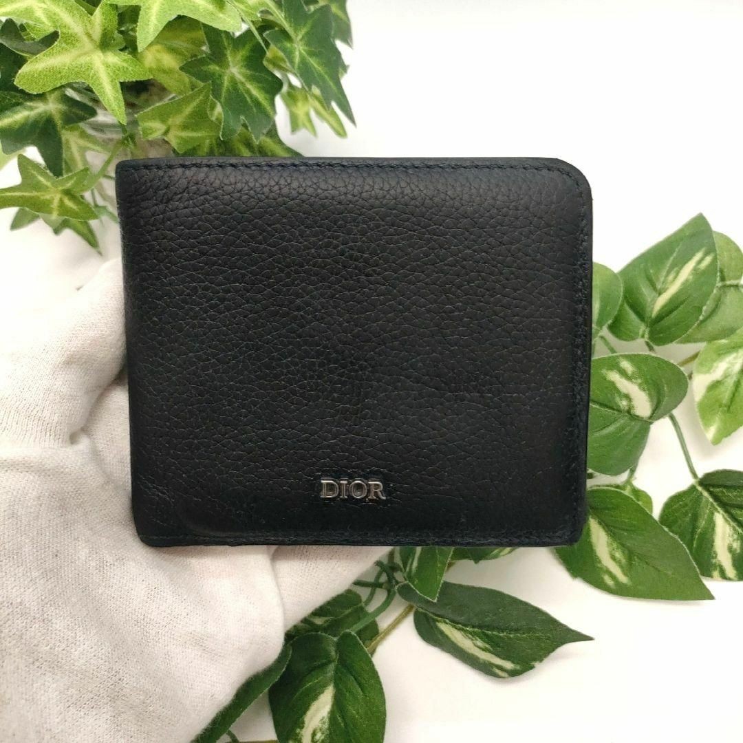Dior black bifold wallet with DIOR logo 049