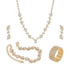 Wedding Jewelry Sets for Brides Rhinestone Necklace and Earring Set Bracelet ...