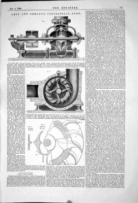 Alter antiker Druck 1868 Neut Dumont Kreiselpumpe Maschinenbau 19.