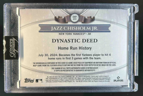 Jazz Chisholm Jr. 2024 Topps Dynasty Auto Patch #07/10 Yankees - Picture 2 of 2