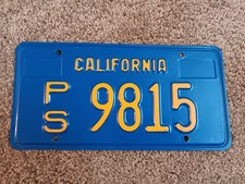 California License Plate - Public Service - Blue - 9815 - 1970s