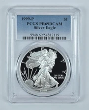 1999-P American Silver Eagle PR69 DCAM PCGS Blue Label