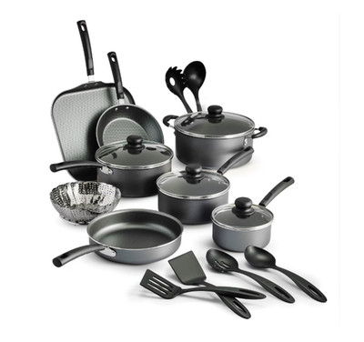 Tramontina Primaware 18-Piece Nonstick Pots and Pans Cookware Set Gray