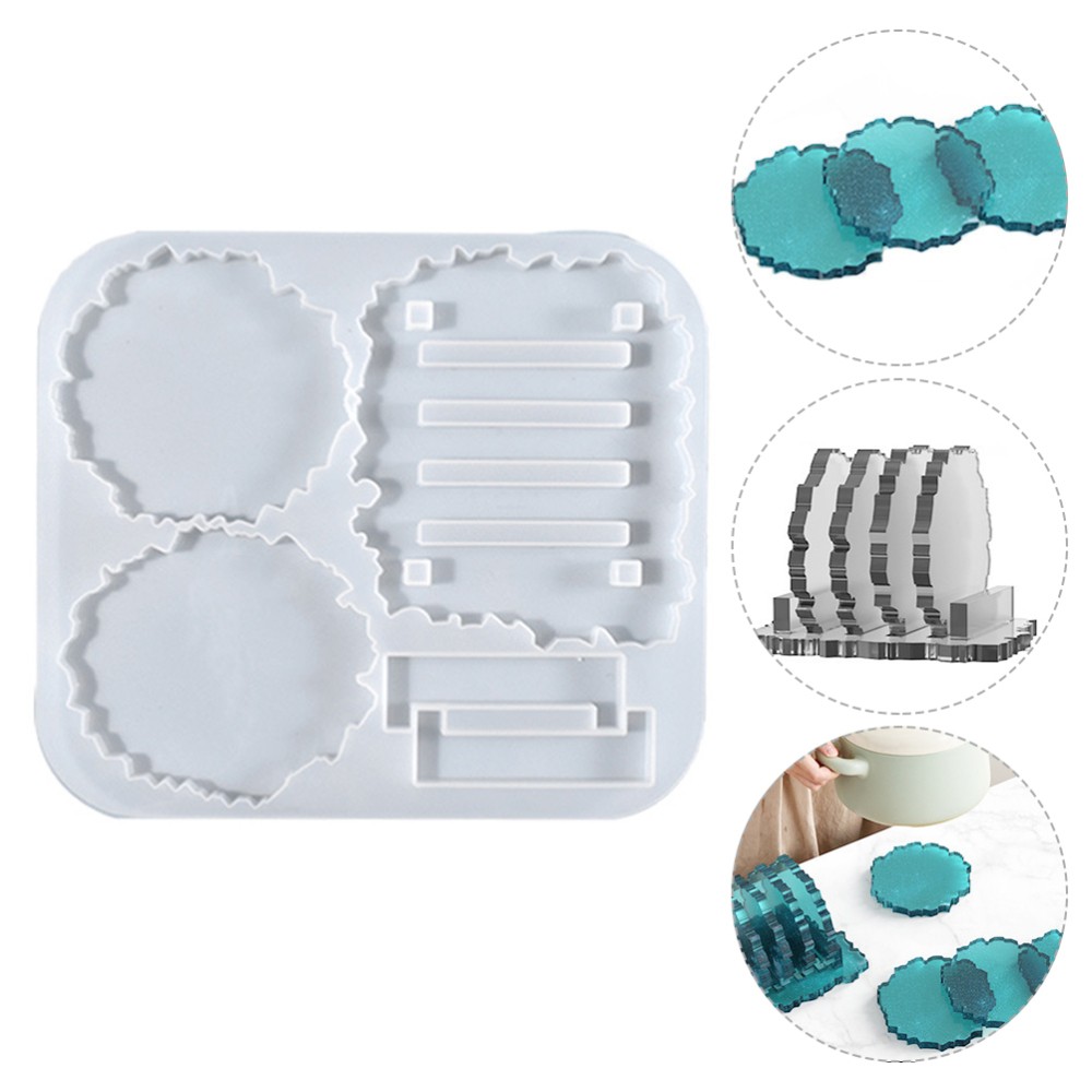 Silicone Cup Coaster Mold with Storage Rack for DIY Crafting