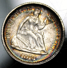 1873 Seated Liberty Half Dime - AU !!