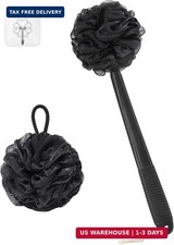 Non-Slip Back Scrubber with 17" Plastic Handle - Hand Shower Loofah  Loofah on