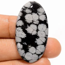100% Natural Snowflake Obsidian Oval Cabochon Gemstone 28.5 Ct 40X21X5mm A-35694