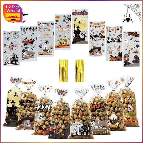 Halloween CellophantüTen 100 StüCk FüR SüßIgkeiten Party Deko Geschenk-image