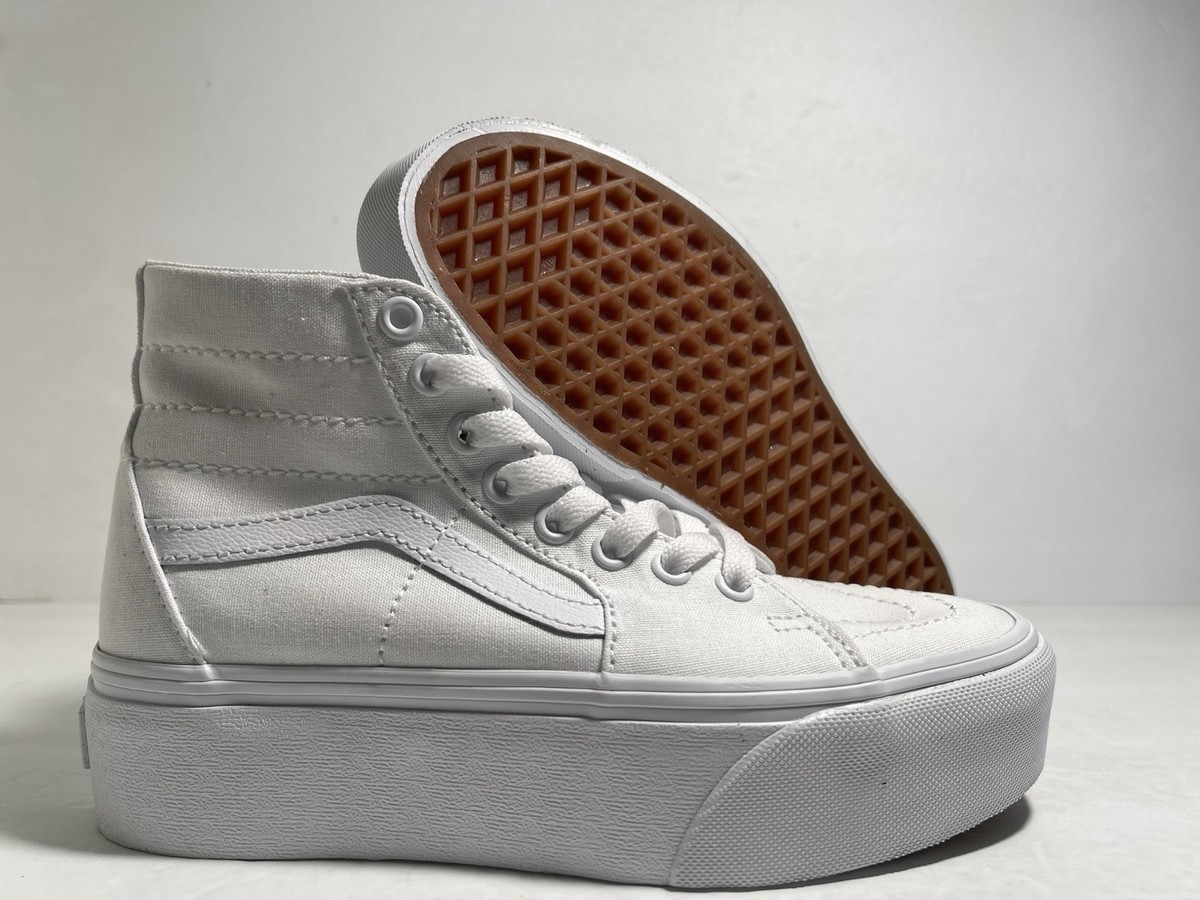 VANS Sk8-Hi Tapered Platform Canvas White Women Size 11/ Men 9.5