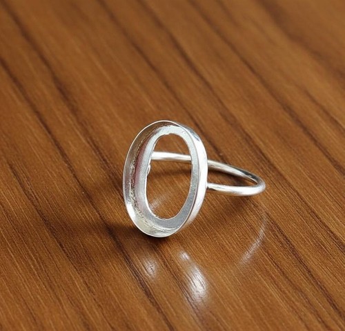 925 Sterling Silver Open Oval Handmade Ring Blank Minimalist Statement Ring DIY