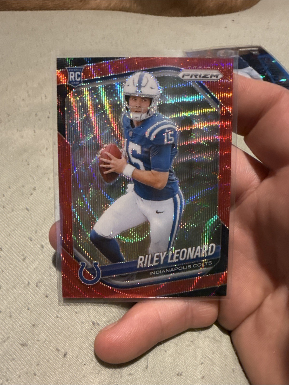 2025 Panini Prizm - Rookies Riley Leonard #342 Red Wave Prizm /149 (RC)