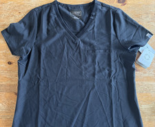 Cherokee Scrub Top Medical Uniform Black V Neck Women's S Small NWT