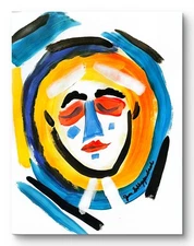 Modern Abstract Face Expressionism Bold Acrylic Art Signed Original Painting