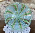 Vintage Murano Latticino Art Glass Trinket Dish - Green, Gold & Blue - 3.5" D