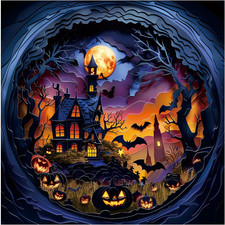Halloween Horror Pumpkin Puzzle 1000 Pieces for Adults, Holiday Haunted House Ba