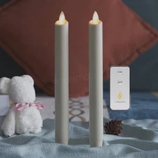 Luminara Flameless Battery Taper Candles Remote Moving Wick Ivory 8"