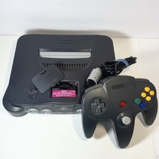 Nintendo 64 N64 Console Tested Black NUS-001 USA  Controller Cables Jumper Pak