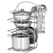 12Pcs Kids Pots and Pans Playset, Pretend Play Kitchen Set child-size, Silver