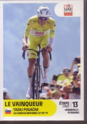 STICKER PANINI TOUR DE FRANCE 2025 TADEJ POGACAR ETAPPE 13 # T13