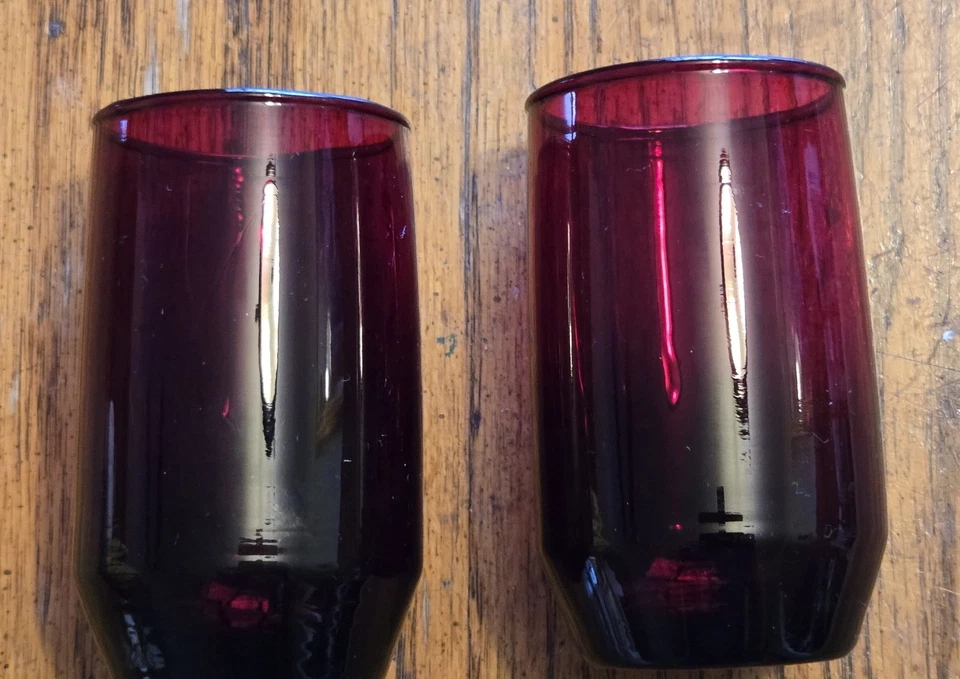 Vintage Anchor Hocking Royal Ruby Red Juice Glasses Roly Poly, 4" Set of 2, MCM - Image 4 of 4