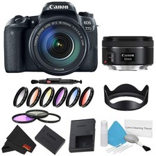 Canon EOS 77D DSLR Camera 18-135mm Lens Bundle w/ 9 Piece Filter Kit  Bonus 50