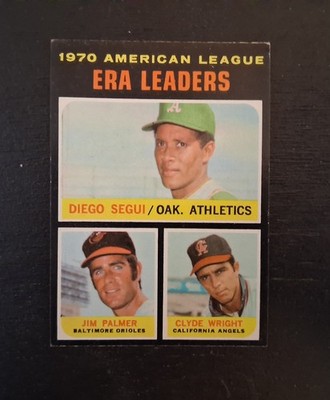 1971 Topps League Leaders ERA American League #67 Jim Palmer Clyde Wright Segui
