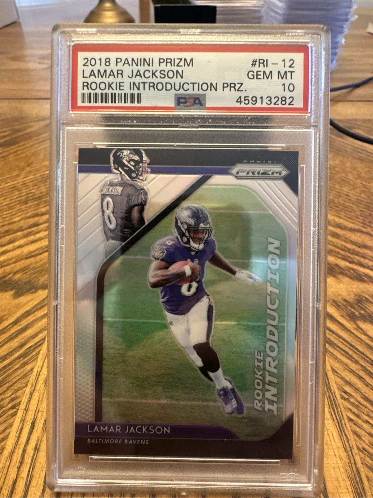 LAMAR JACKSON 2018 Panini Prizm RI-12 Rookie Introduction Silver PSA 10