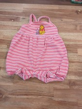 Vtg Girls 90s Disney Store Winnie Pooh Striped Red White Romper 3 Months Baby