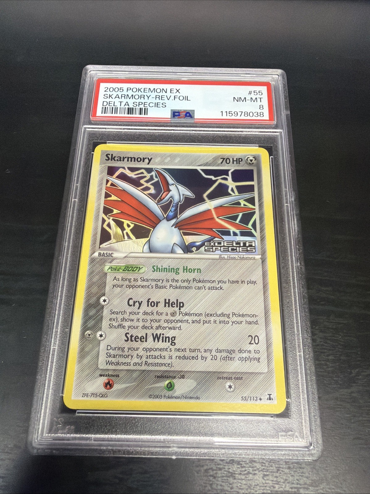 Pokemon 2005 Delta Species STAMPED Skarmory EX Reverse Holo PSA  8 🔥🔥🔥