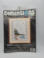 VTG Dimensions Stamped Cross Stitch Kit FOOTPRINTS In The Sand  3102 NOS