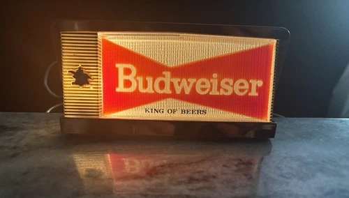 Vintage “Lighted” Budweiser Beer Bowtie Sign Table Mount Napkin Holder Caddy/Cup