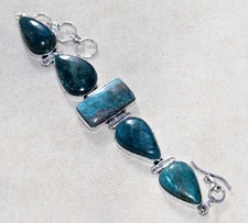 Outstanding Blue Apatite 925 Silver Plated Bracelet 8.5