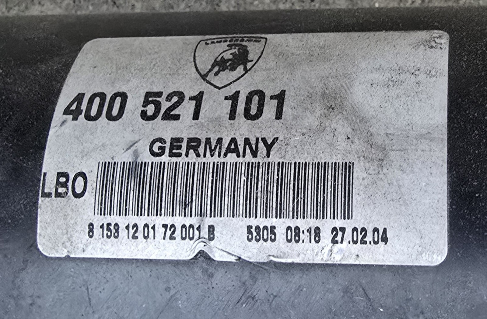LAMBORGHINI GALLARDO CENTER DRIVE SHAFT TORQUE TUBE OEM 400521101
