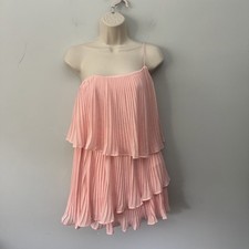 NBD Revolve Dress XS Pink Girlfriend Material Pleated Dainty One Shoulder Tiered