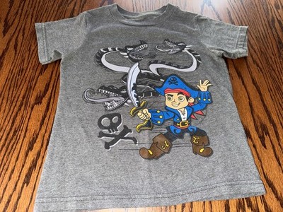Boys XS 4 Gray Disney Jake Neverland Pirates Short Sleeve Tee Shirt Tshirt 