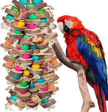 Parrot Toys for Large Birds, Multicolored Wooden Blocks Bird Chewing Toy Parrot