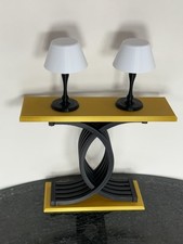   1/6 Scale Side Table 2 Lamps Furniture for DollhouseDiorama Black Gold.No doll