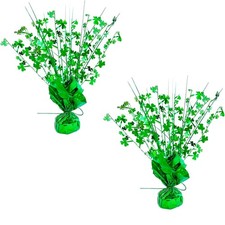 2-Pack Glitter Shamrock St. Patrick's Day Centerpieces-Shamrock Decorations f...