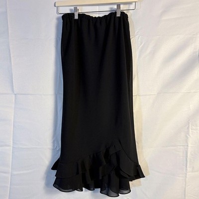 Black Maxi Skirt with Ruffle Hem