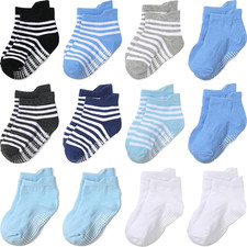 Non Slip Grip Ankle Baby Socks 12 Pack for Toddler Boys and Girls Kids,Infant Cu